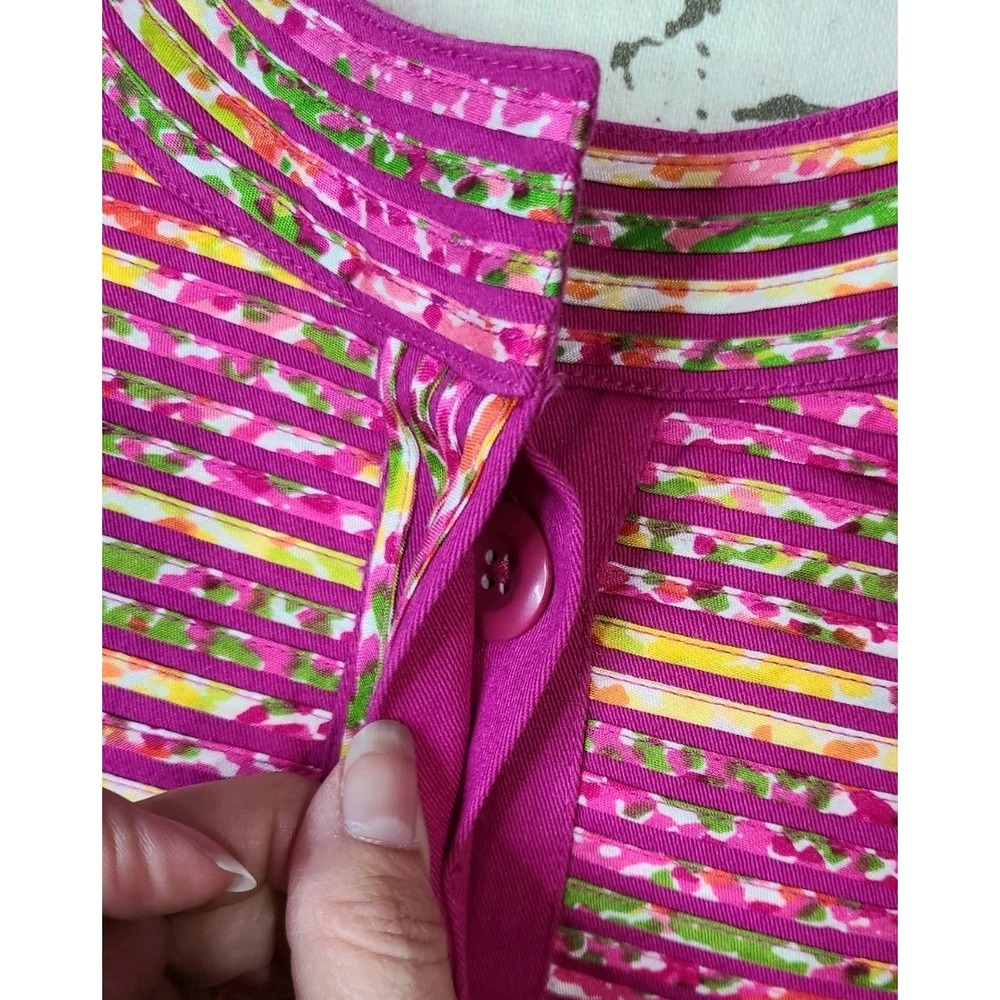 Chicos Size 2 Cotton Jacket Womens L Bright Multicolor Striped Button Front - Picture 3 of 9